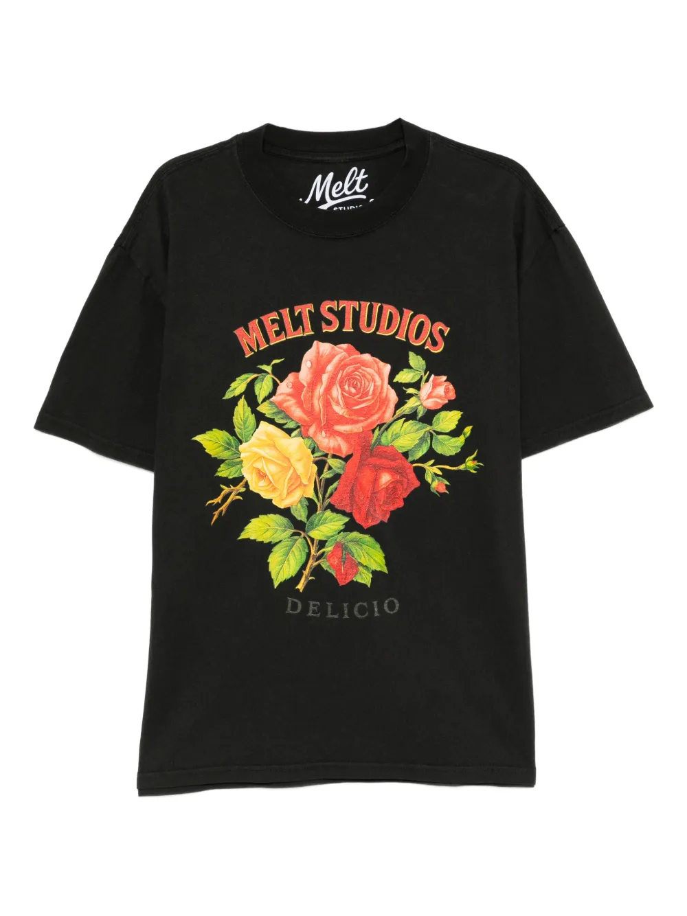 Melt floral-printed T-shirt | Black | Image 1