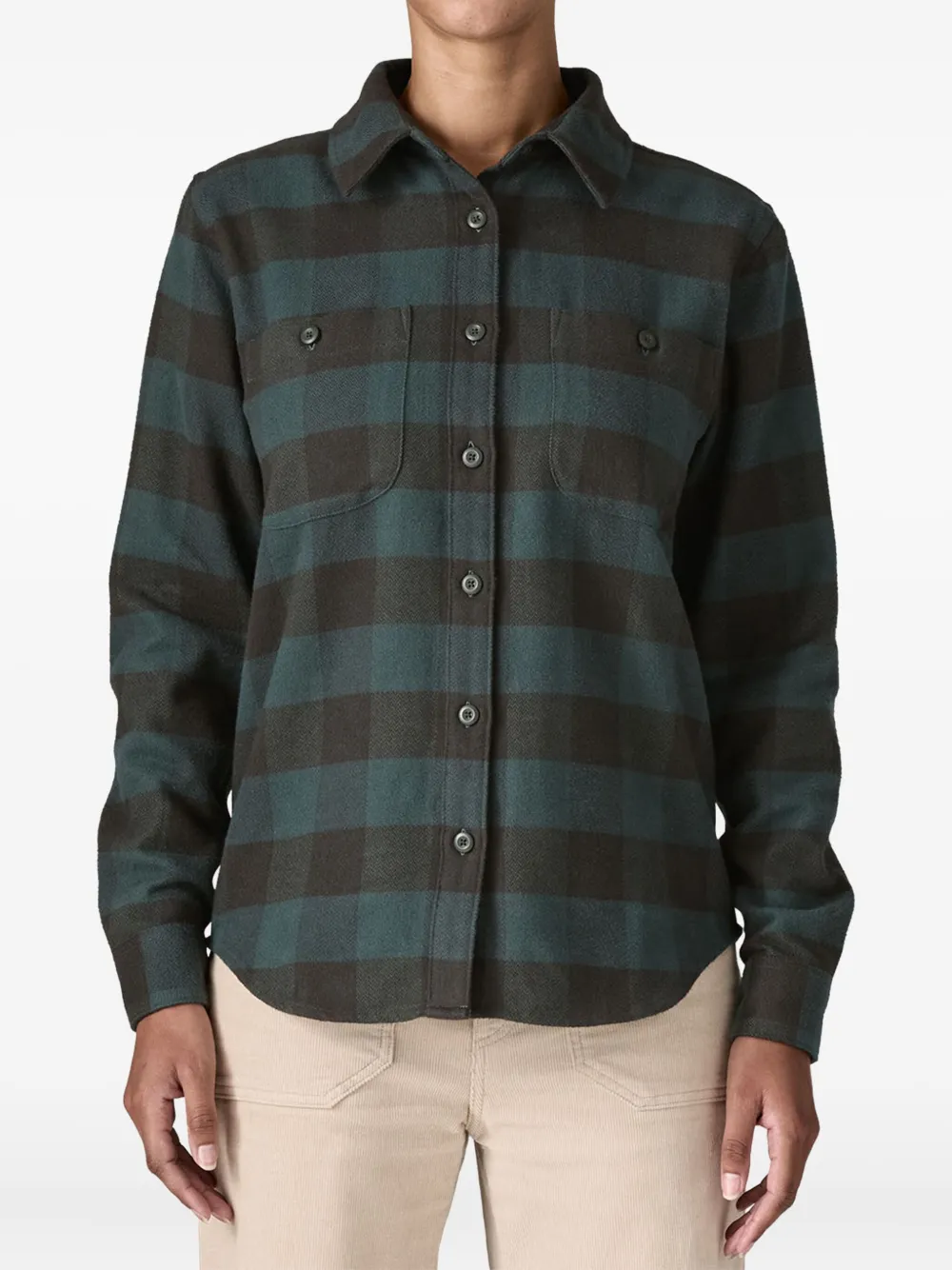 Patagonia Fjord Buttoned Checked Shirt In Green