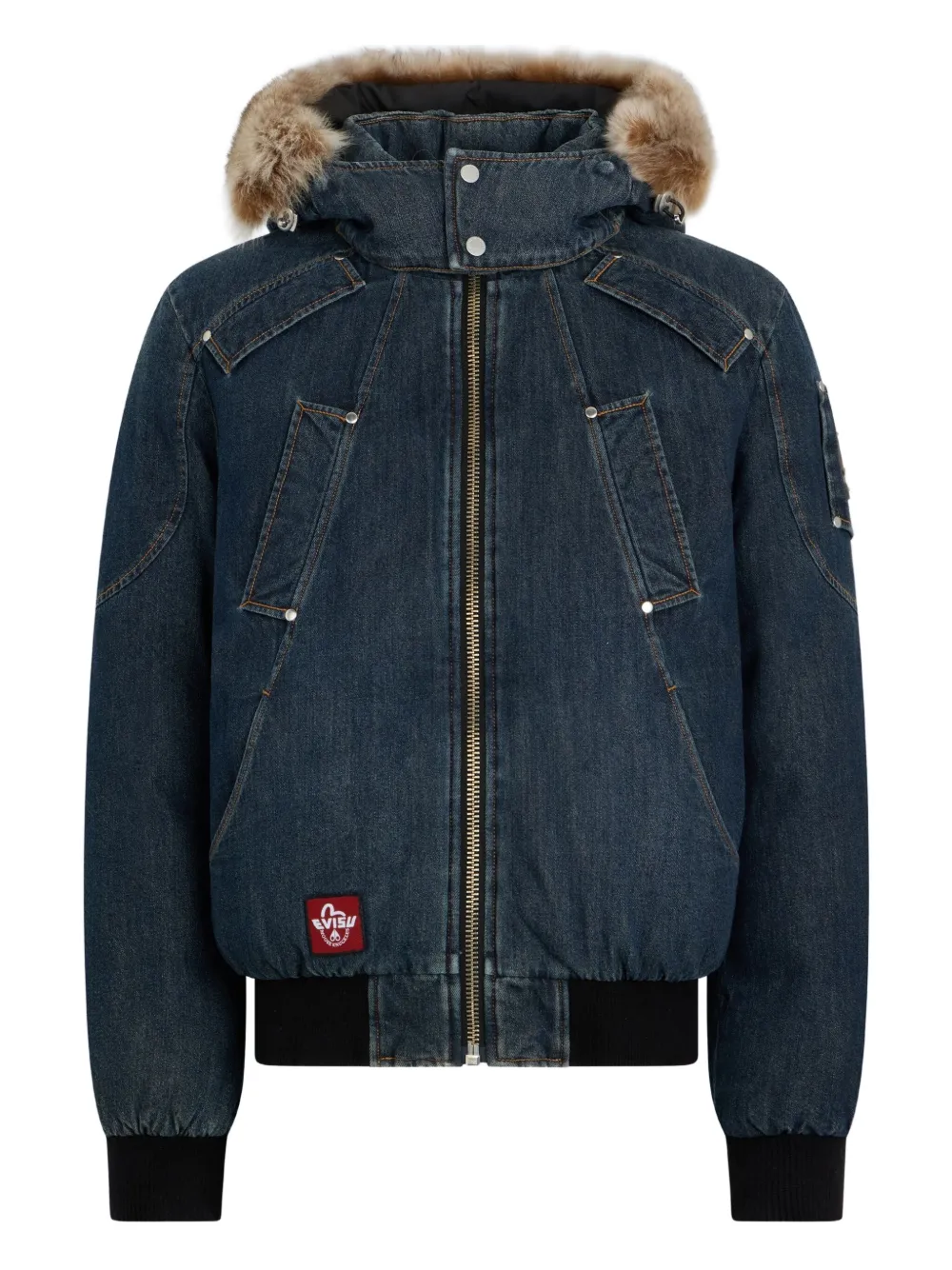 Moose Knuckles x Evisu textured-trim hooded jacket | Blue | Image 1