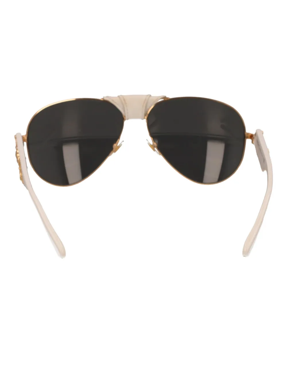 Versace Pre-Owned logo-detail pilot-frame sunglasses - ホワイト