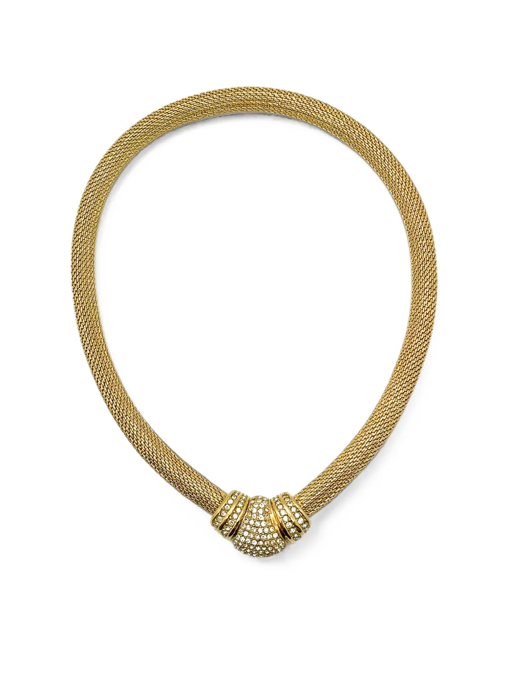 Christian Dior Pre-Owned 1980s mesh rhinestone necklace - Oro