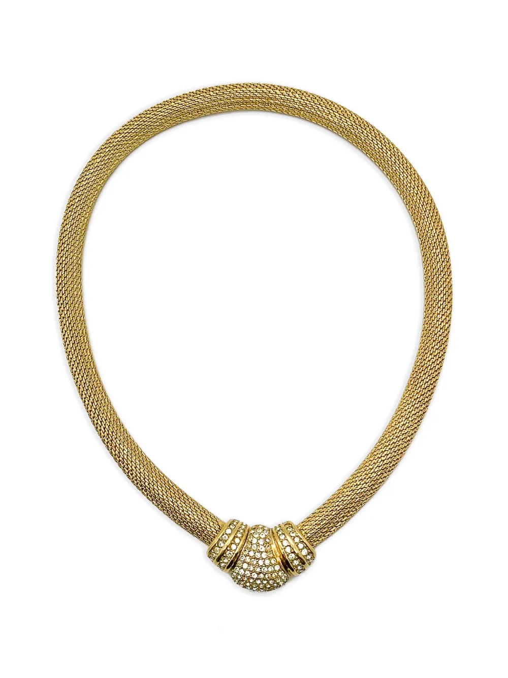Christian Dior Pre-Owned 1980s mesh rhinestone necklace - Oro