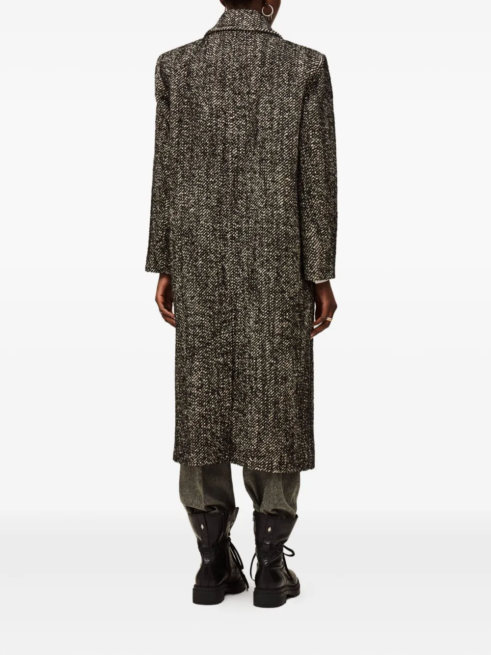 Ba&sh Voxlow Double-breasted Patterned Coat In Black