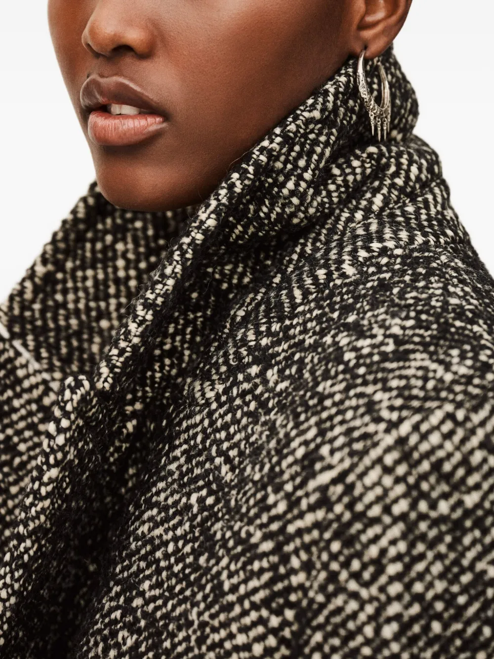 Ba&sh Voxlow Double-breasted Patterned Coat In Black