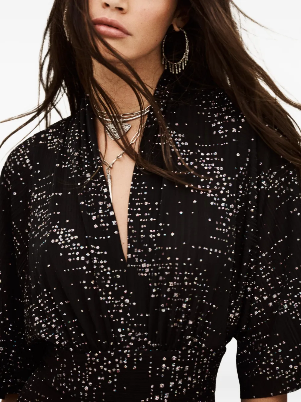 Ba&sh Tresor V-neck Handkerchief Dress In Black