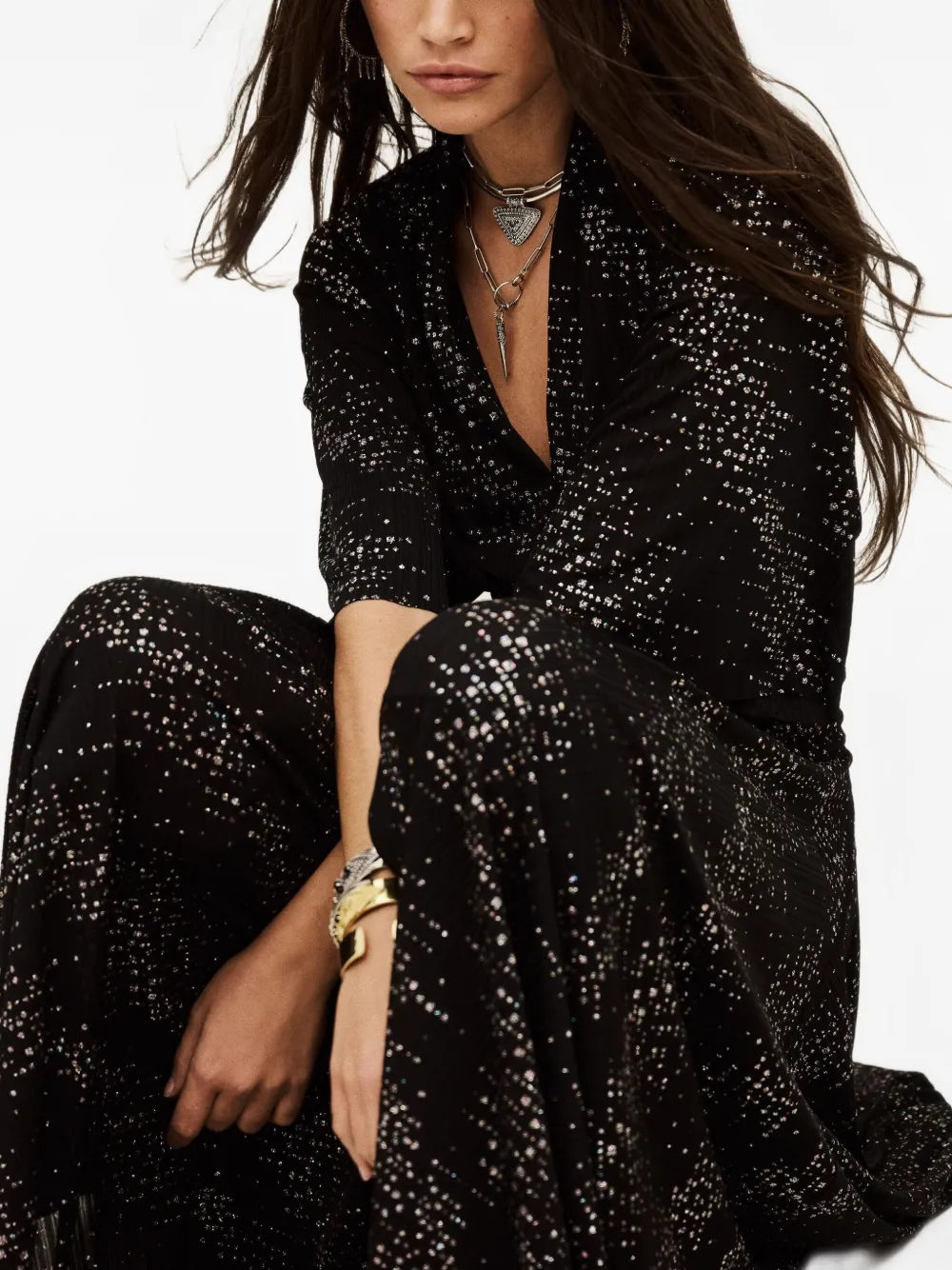 Ba&sh Tresor V-neck Handkerchief Dress In Black