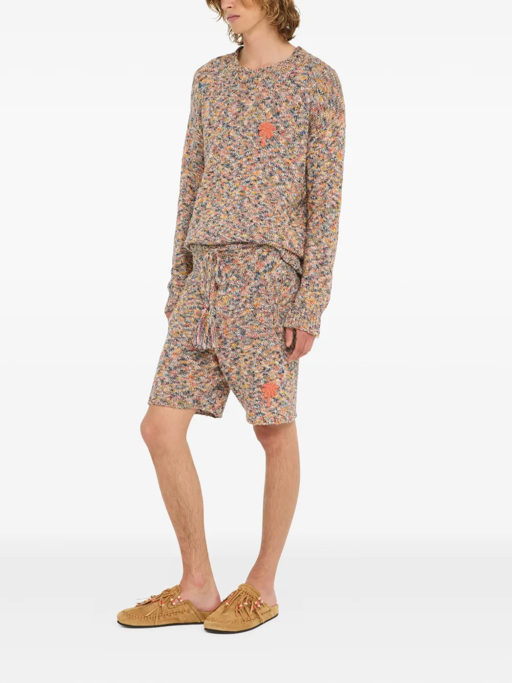  Alanui Dust Of Light Tassels Palm-tree Shorts - Neutrals 
