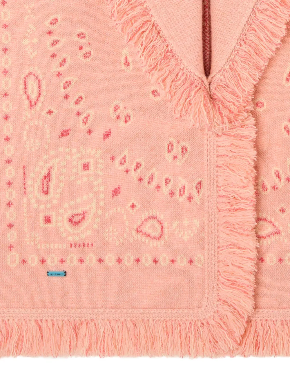 Alanui Long Fringe Cardigan Shawl Collar In Pink