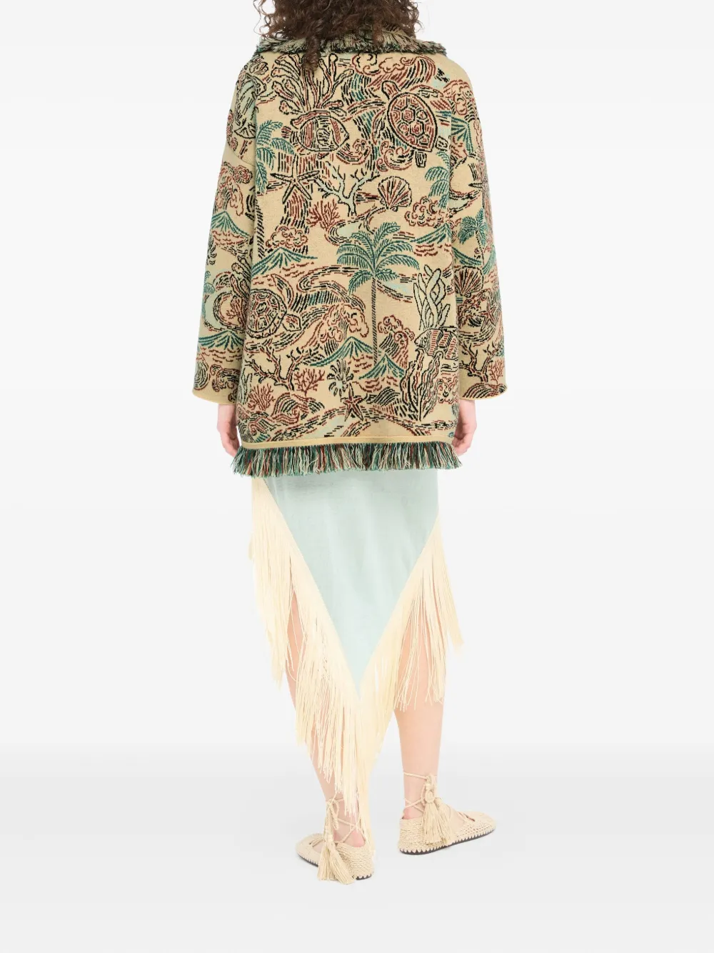 Alanui Sketched By The Ses Cardigan Mit Fransen In Multi