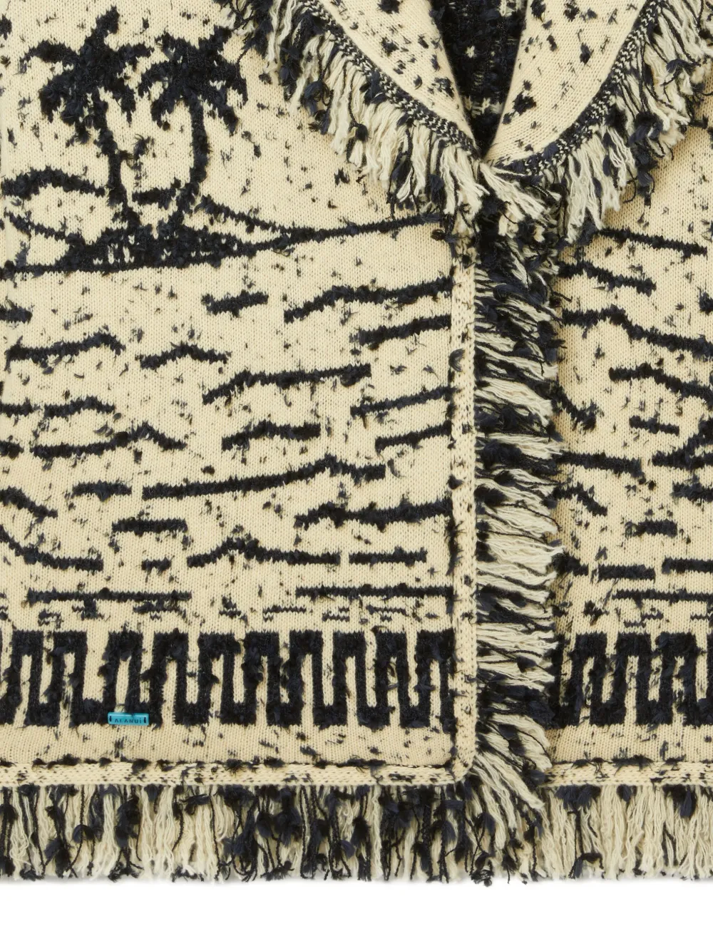 Alanui Ocean Whispers Fringed Graphic-pattern Cardigan In Neutral