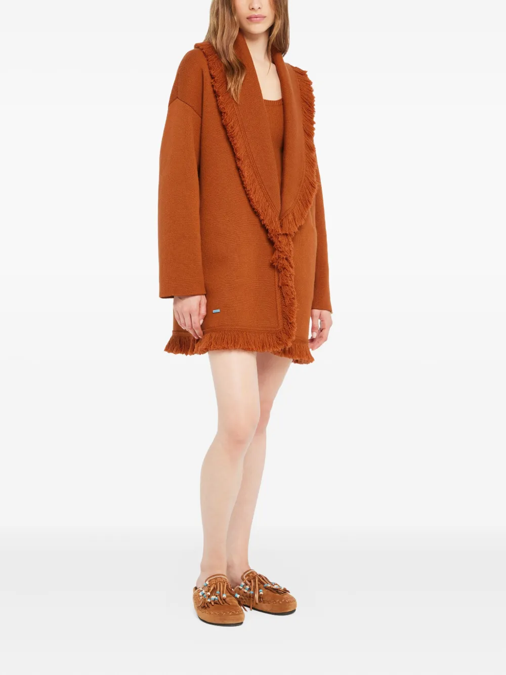  Alanui Fringed Finest Coat - Brown 