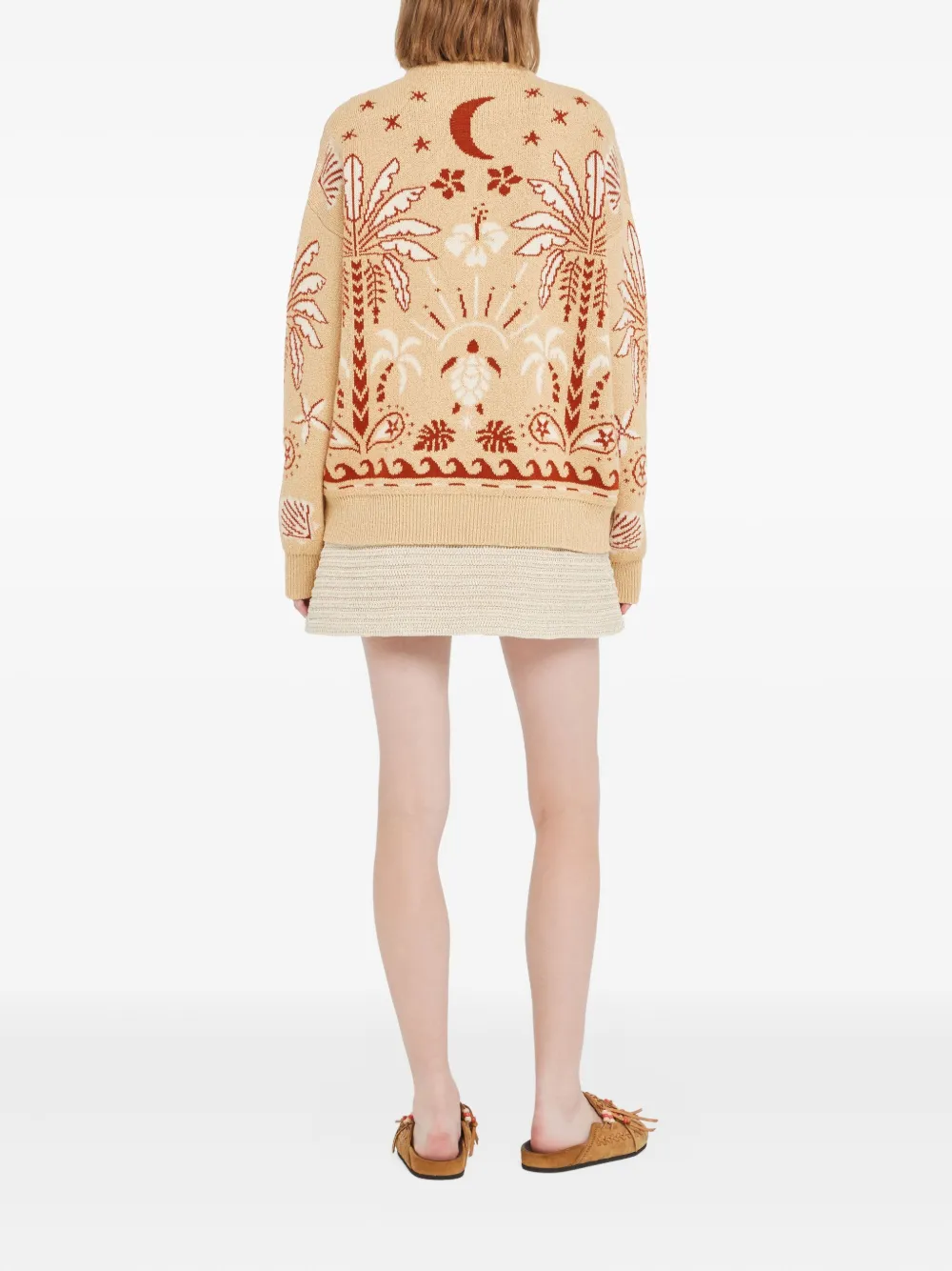 Alanui Echoes Of The Island Palm-tree Sweater In Neutral