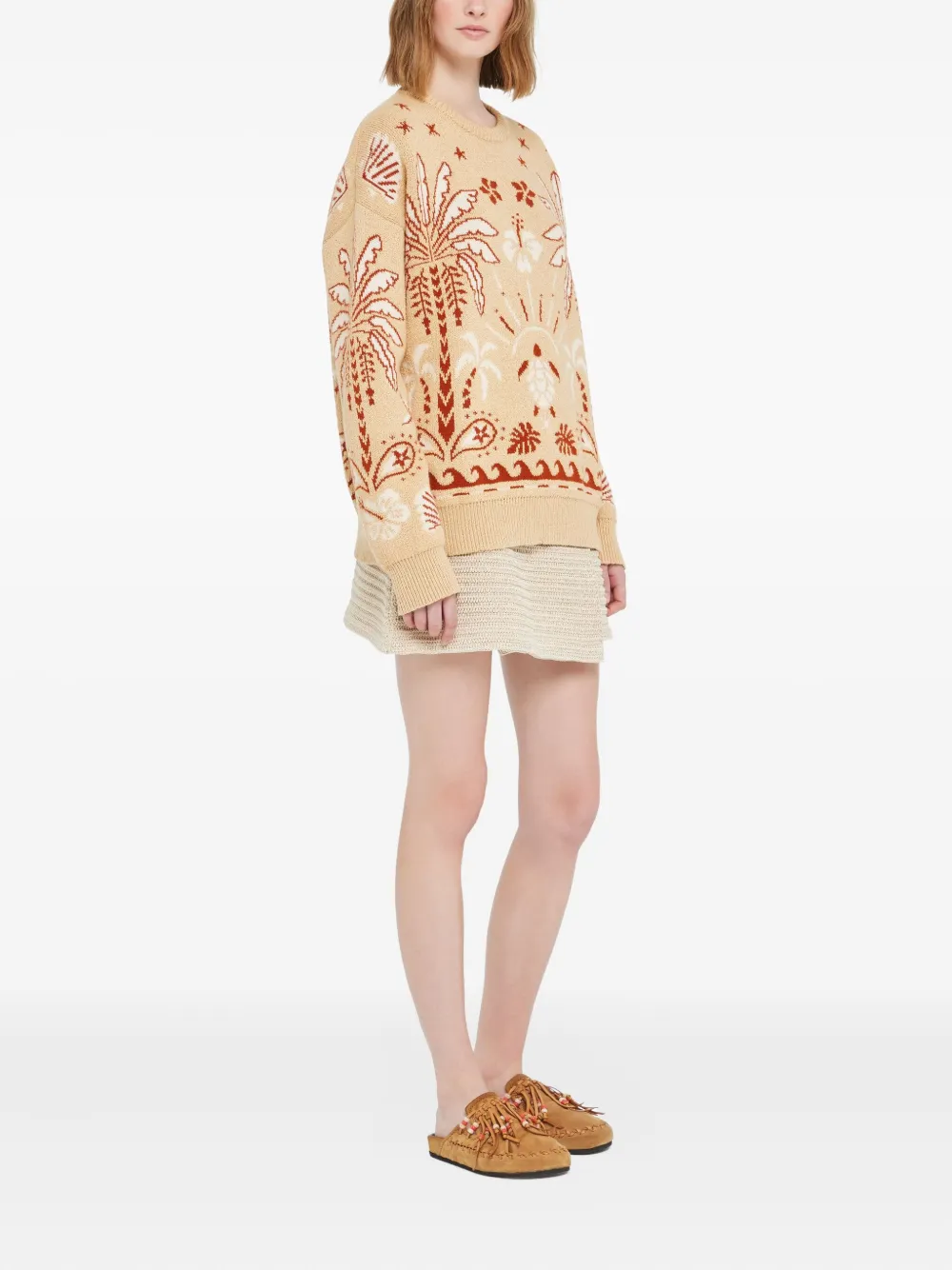 Alanui Echoes Of The Island Palm-tree Sweater In Neutral