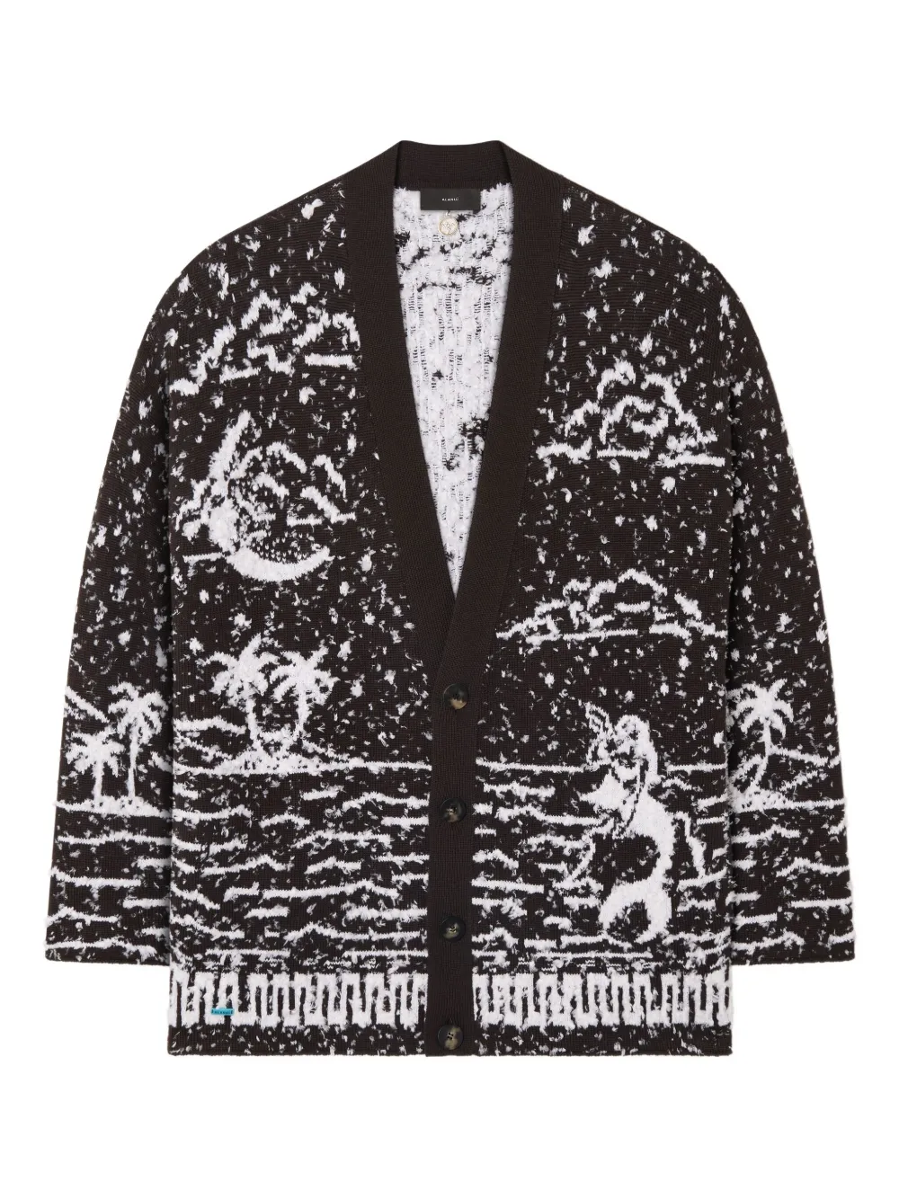 Alanui Ocean Whispers palm-tree graphic cardigan | Black | Image 1
