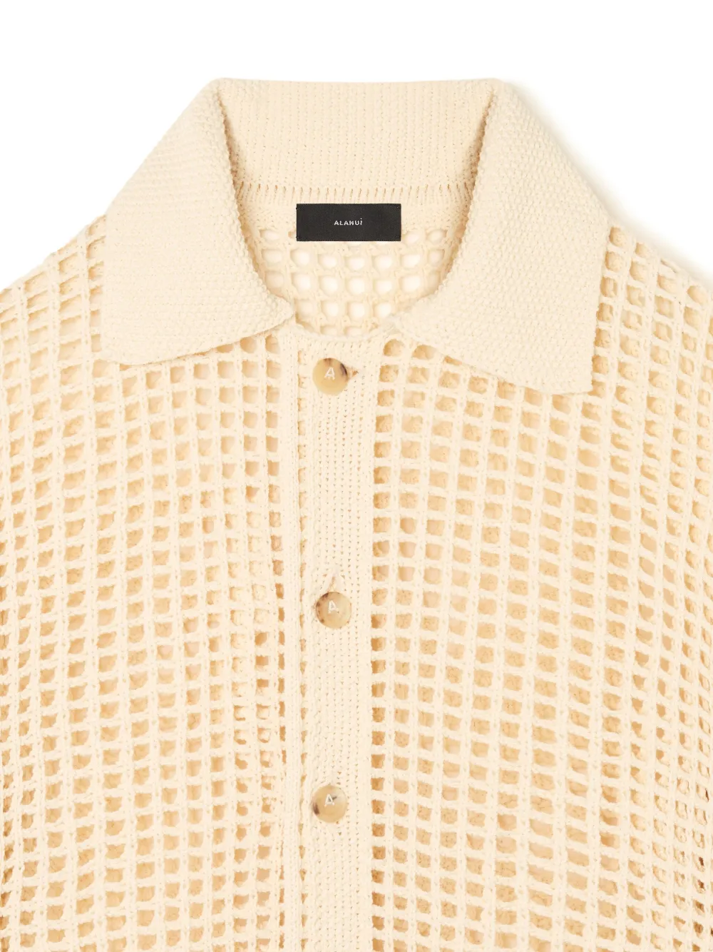 Alanui Where The Wave Begins Openwork Buttoned Shirt In Neutral
