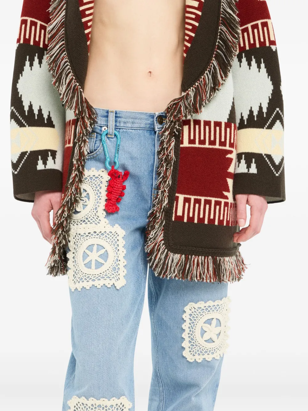 Alanui Lobster Crochet Keyring In Red