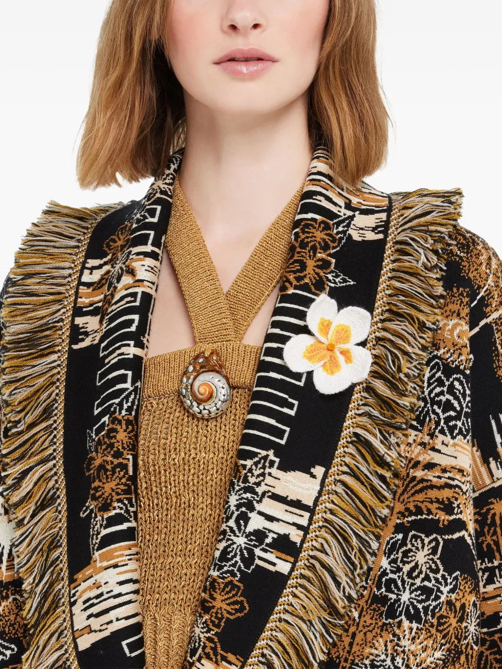 Alanui Frangipani broche met borduurwerk - Wit