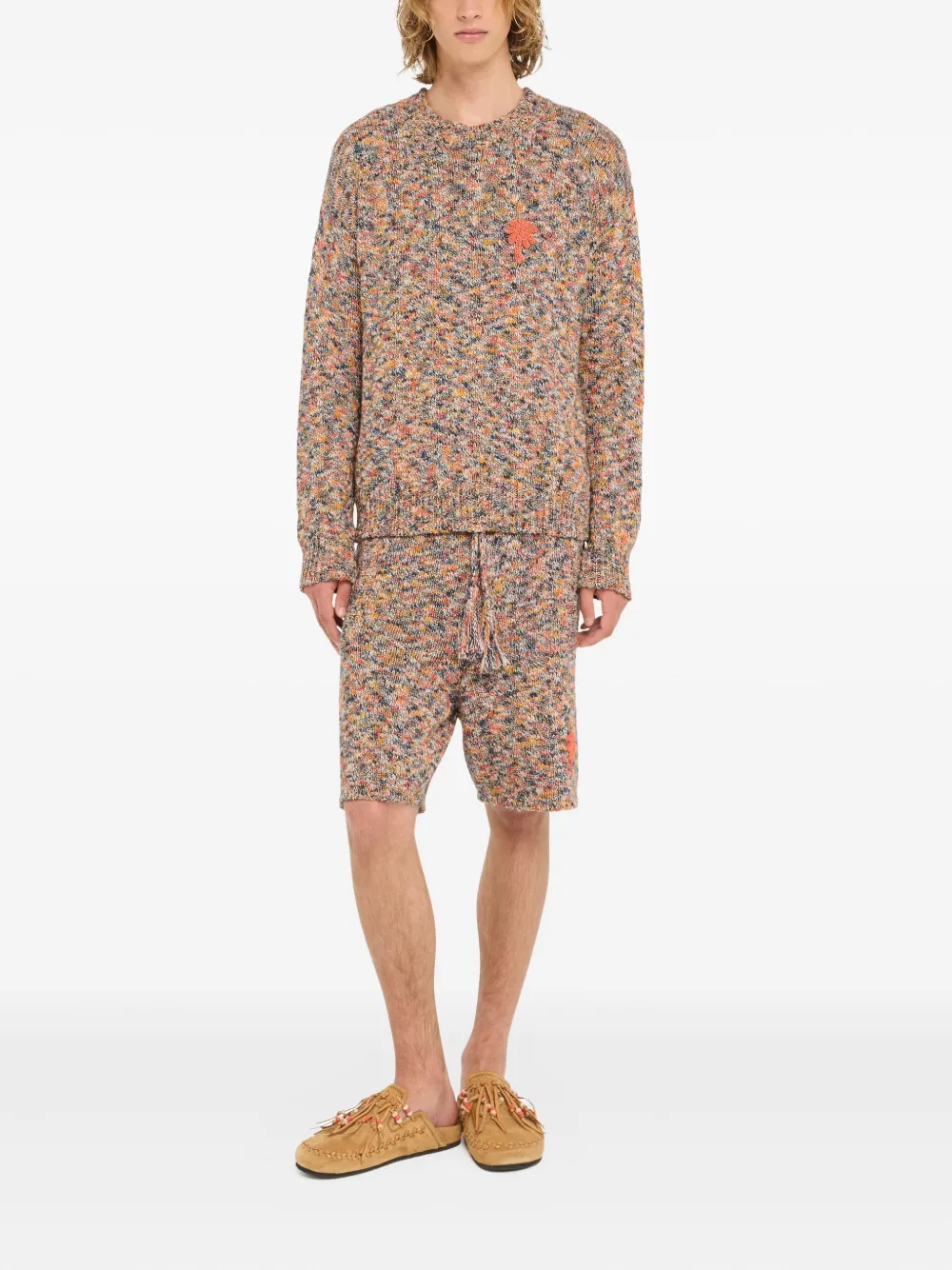 Alanui Dust of Light trui met ronde hals en palmboom - Beige