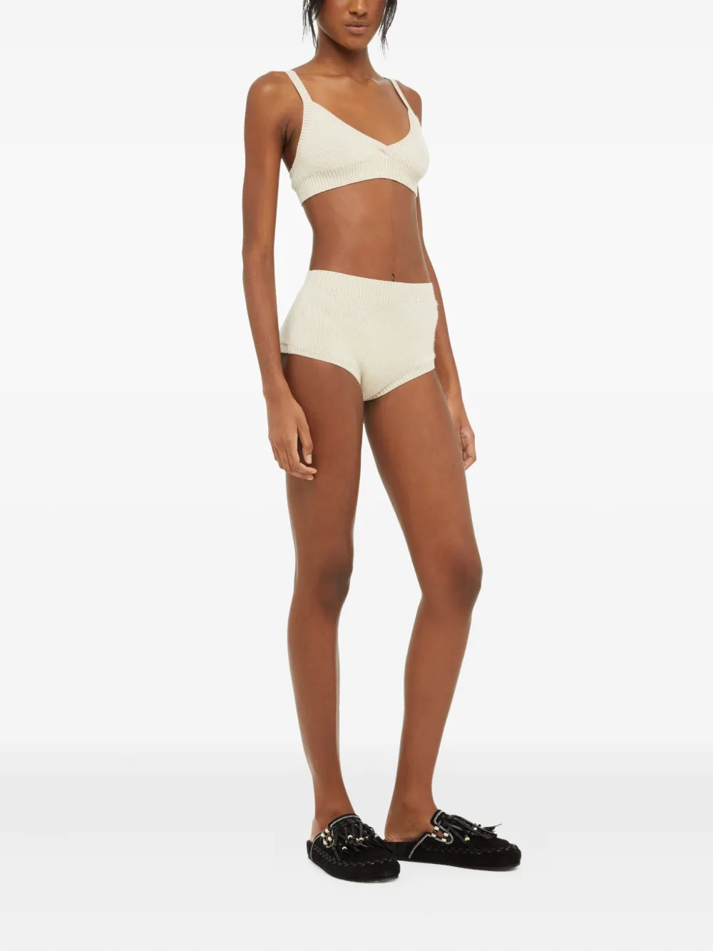  Alanui Ribbed Finest Bra - Neutrals 