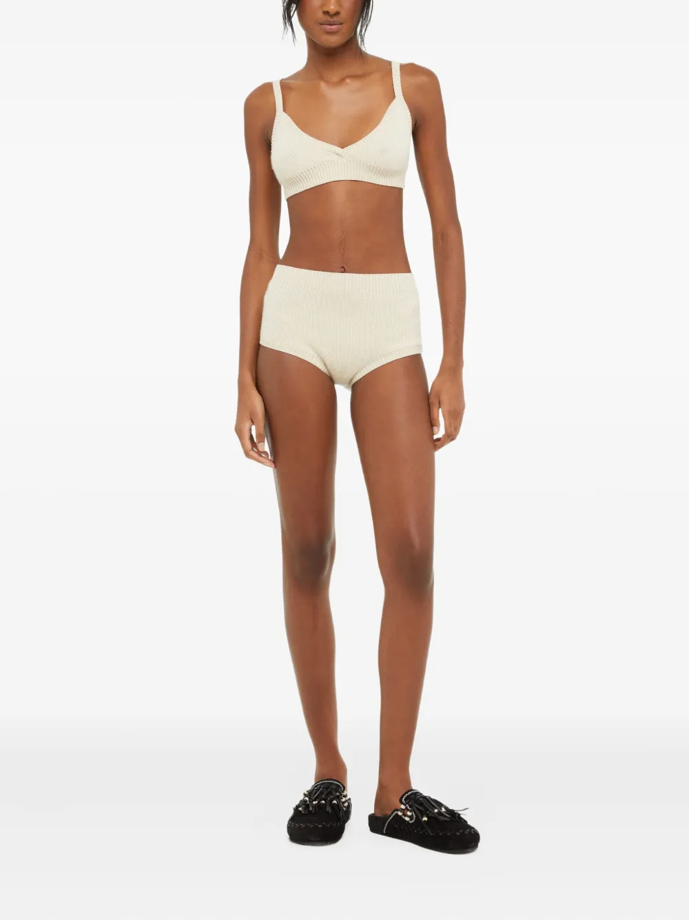  Alanui Ribbed Finest Bra - Neutrals 