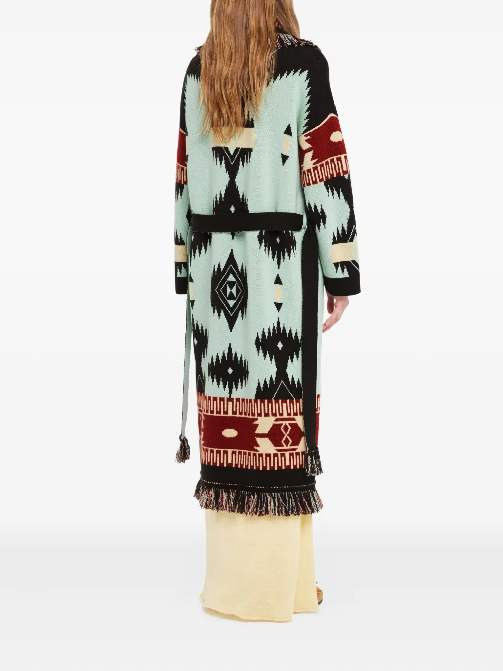 Alanui Icon Jacquard Fringed Cardi-coat In Blue