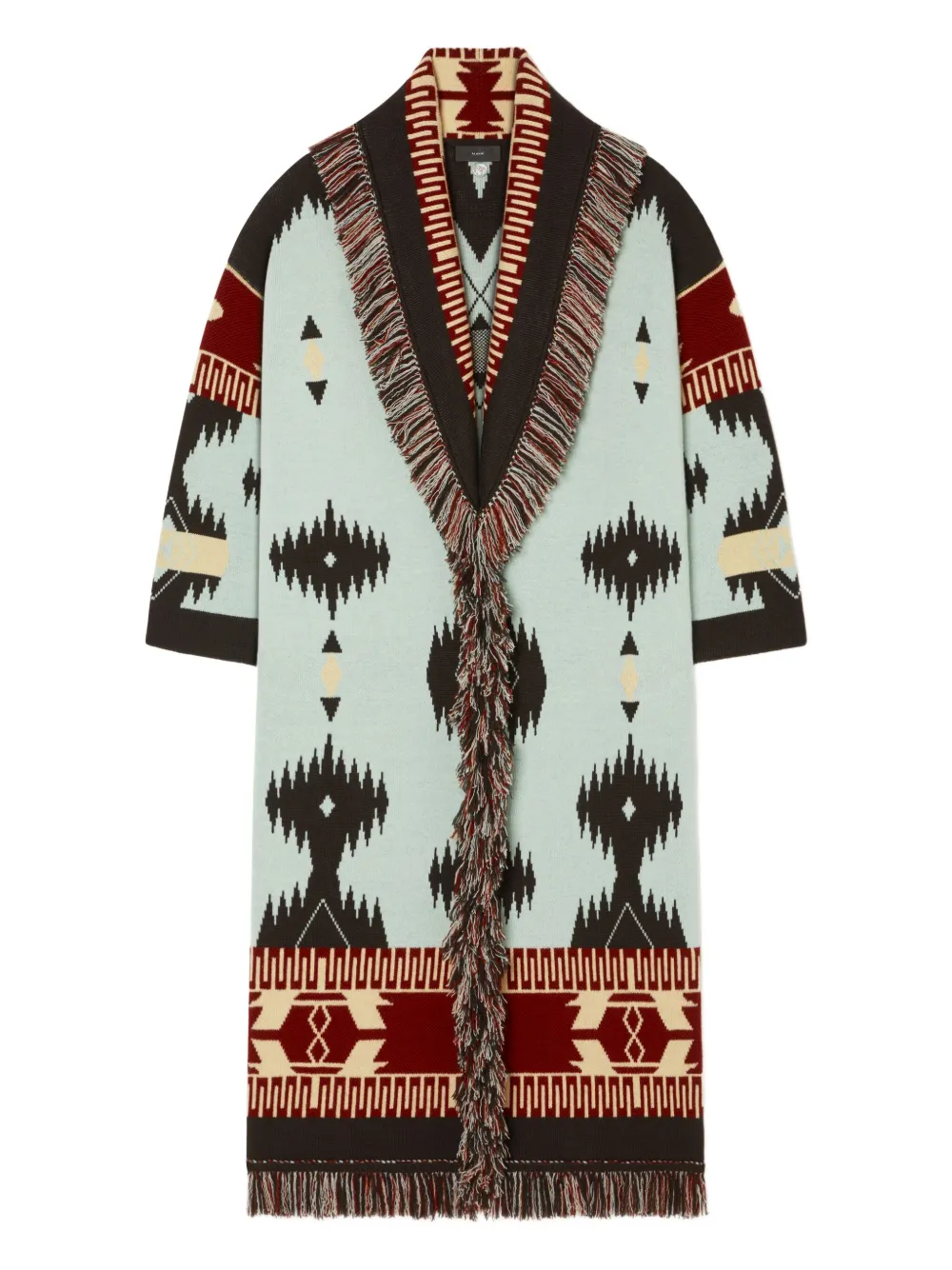 Alanui Icon jacquard fringed cardi-coat | Blue | Image 1