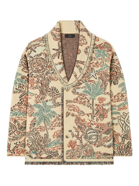 Alanui Sketched by the Sea fringed graphic cardigan