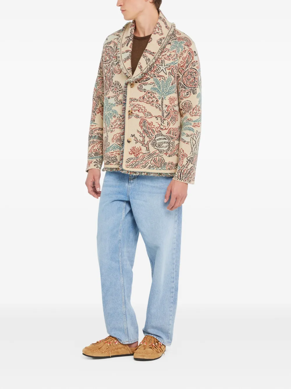 Alanui Sketched by the Sea vest met franje en grafische print Beige