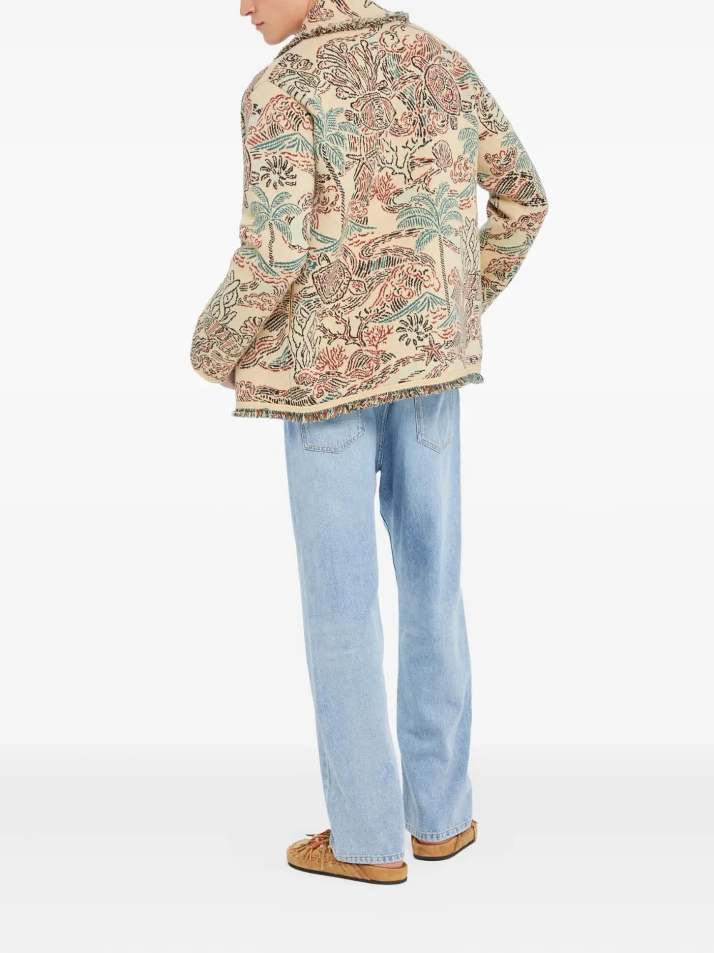 Alanui Sketched by the Sea vest met franje en grafische print Beige