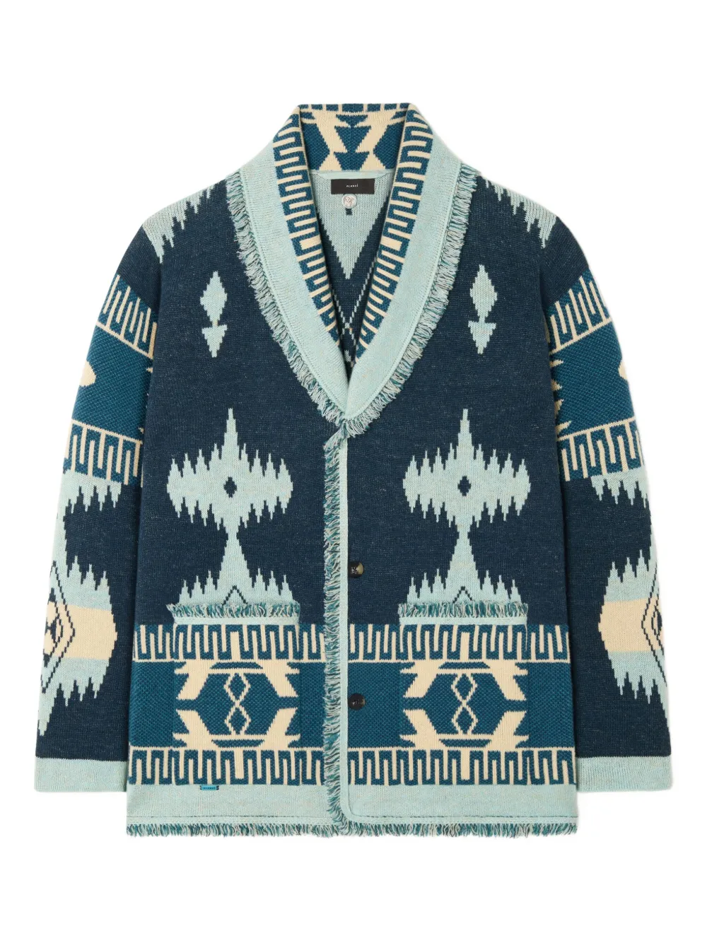 Alanui Icon jacquard fringed cardigan | Blue | Image 1