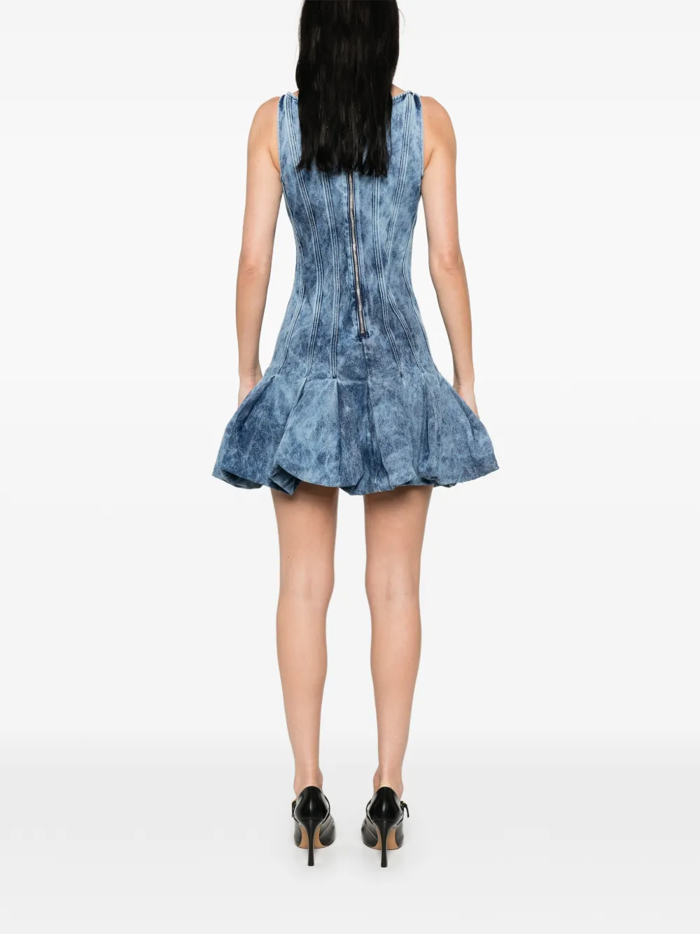 Marques'Almeida Geplooide jurk met acid-wassing Blauw
