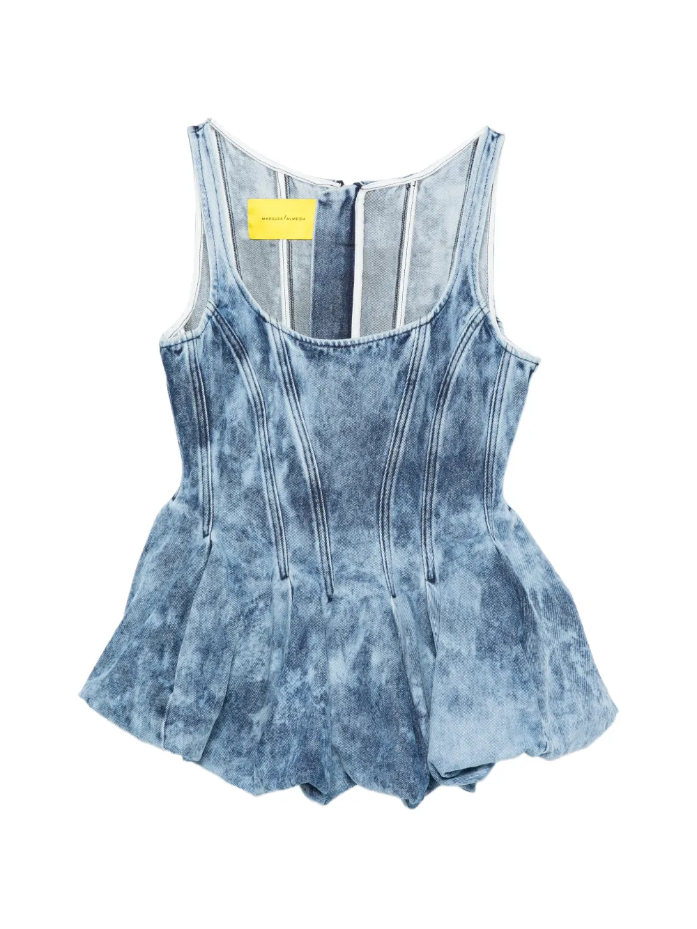 Marques'Almeida pleated acid wash top - Blu