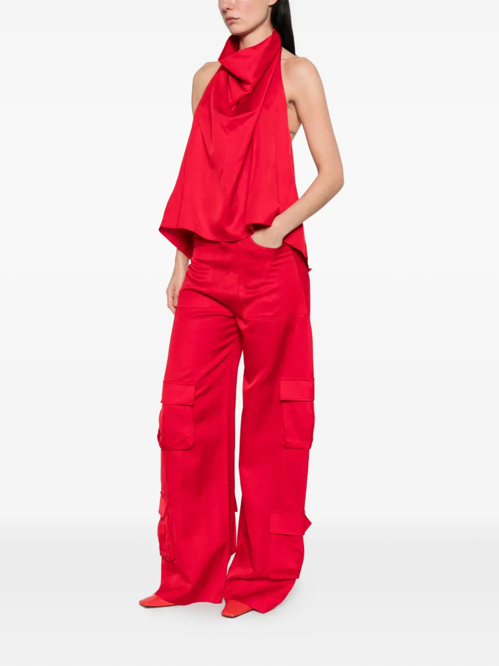  Marques'almeida Halterneck Backless Top - Red 