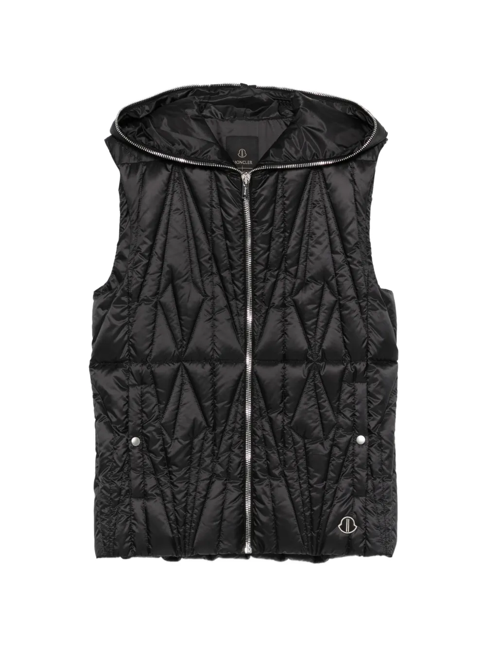 Moncler + Rick Owens Gewatteerde spencer met capuchon Zwart