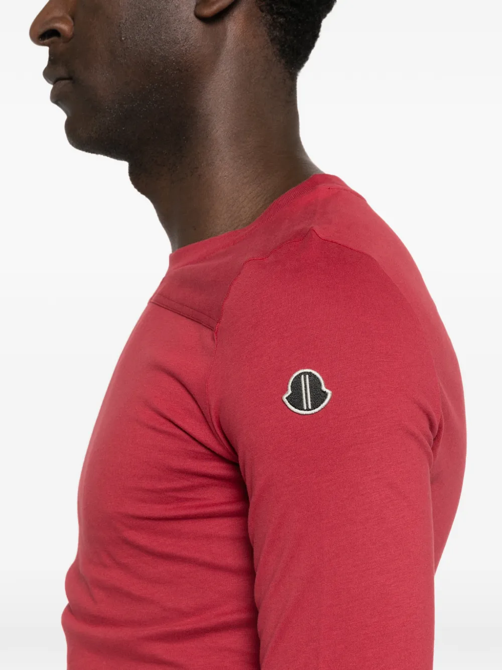 Moncler + Rick Owens T-shirt met geborduurde logopatch Rood