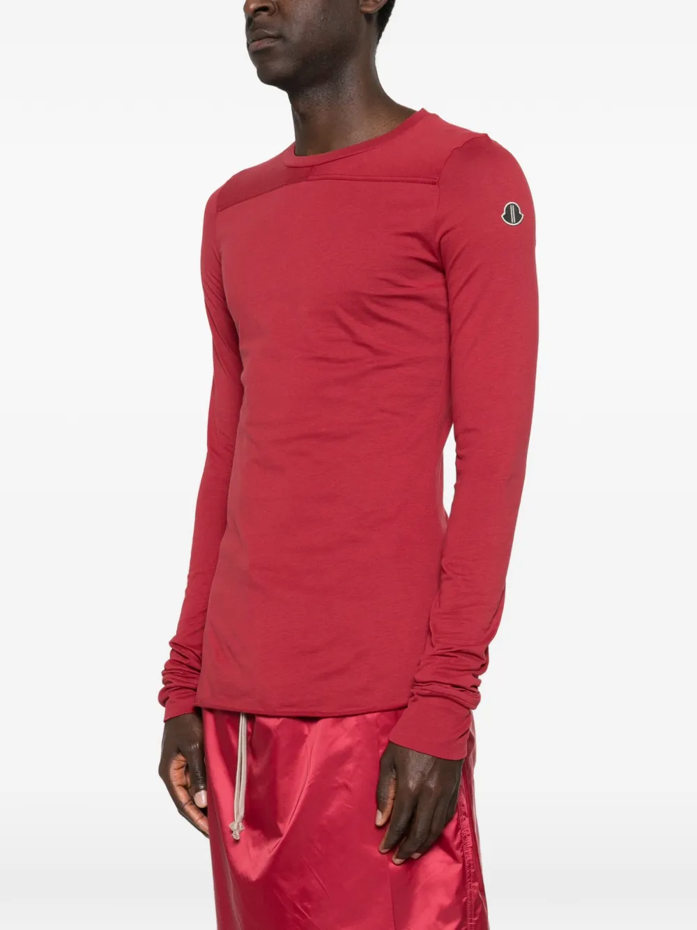 Moncler + Rick Owens T-shirt met geborduurde logopatch Rood