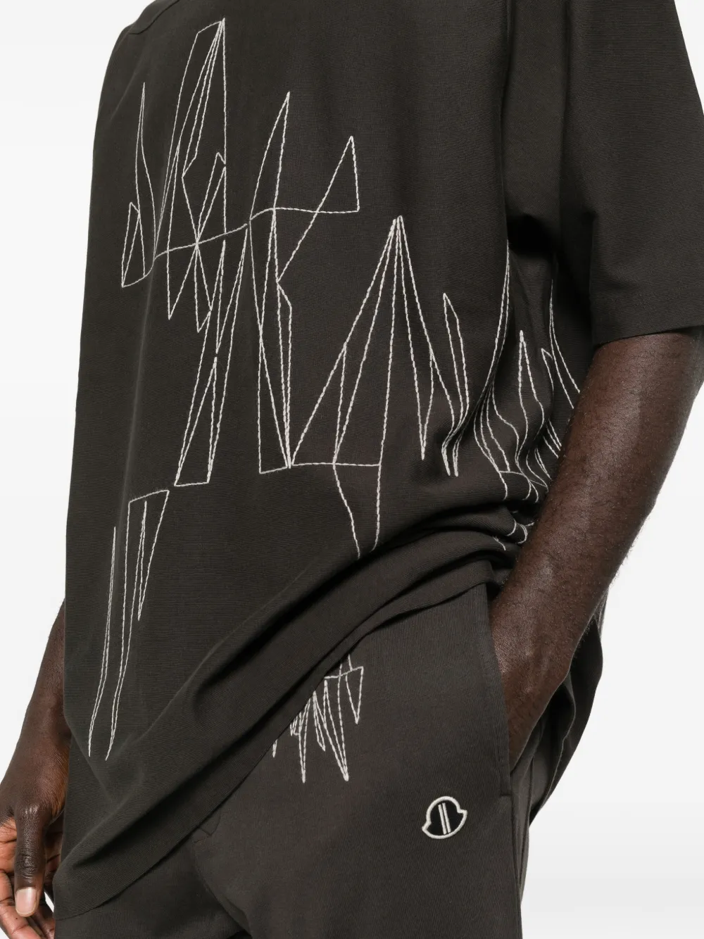 Moncler Jumbo gebreid T-shirt met grafische print Bruin