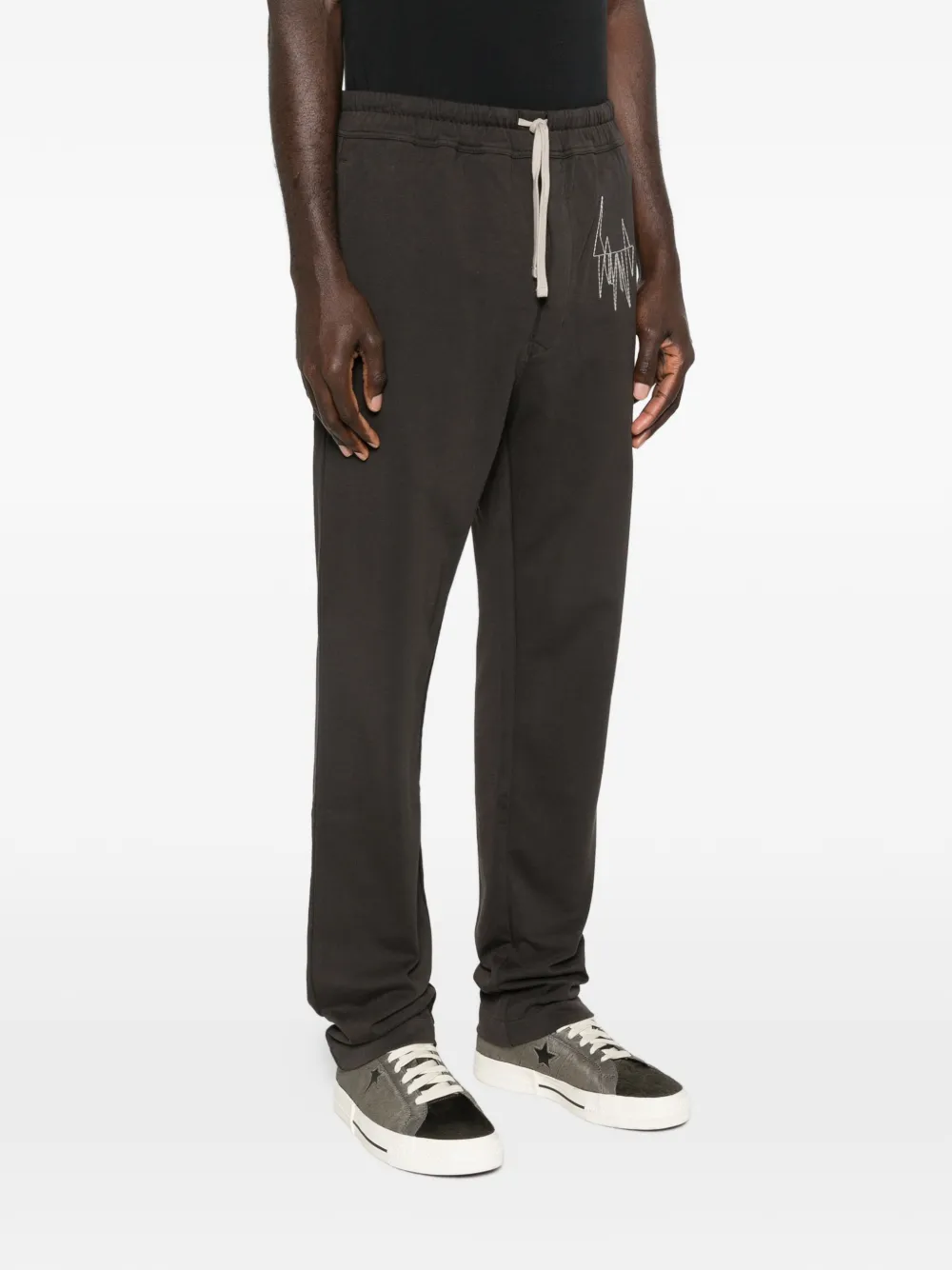 Moncler x Rick Owens Jogger broek met toelopende pijpen en borduurwerk Bruin