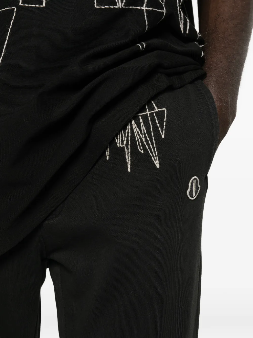 Moncler x Rick Owens skinny trainingsbroek met borduurwerk Zwart