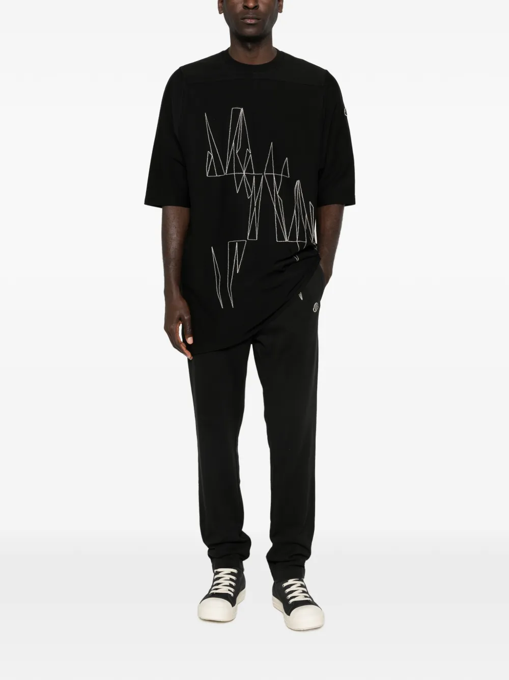 Moncler x Rick Owens skinny trainingsbroek met borduurwerk Zwart