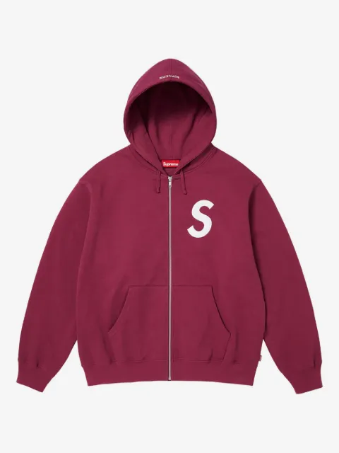 Supreme hoodie con cierre y logo estampado