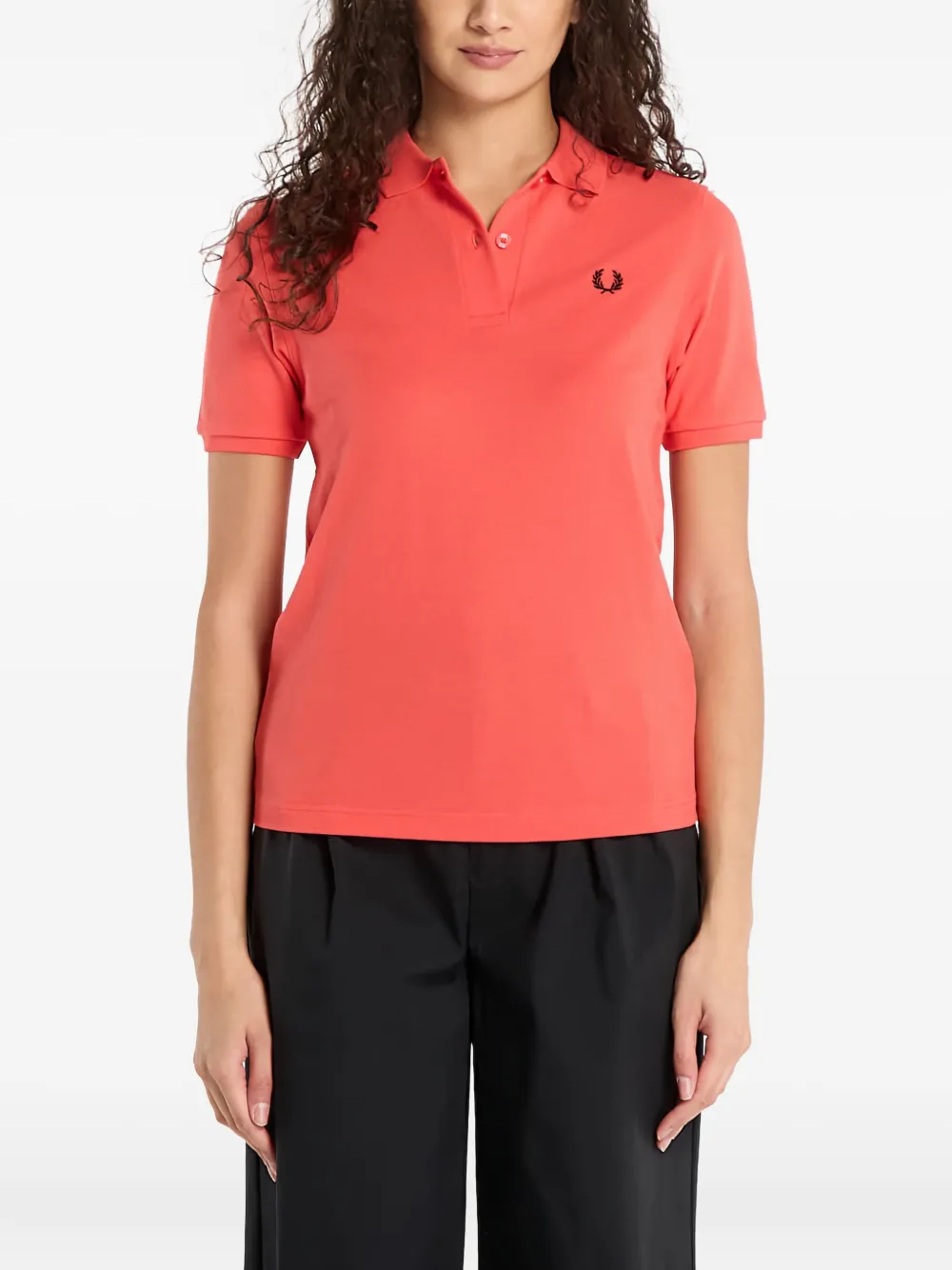 Fred Perry logo-embroidered polo shirt | Orange | Image 1