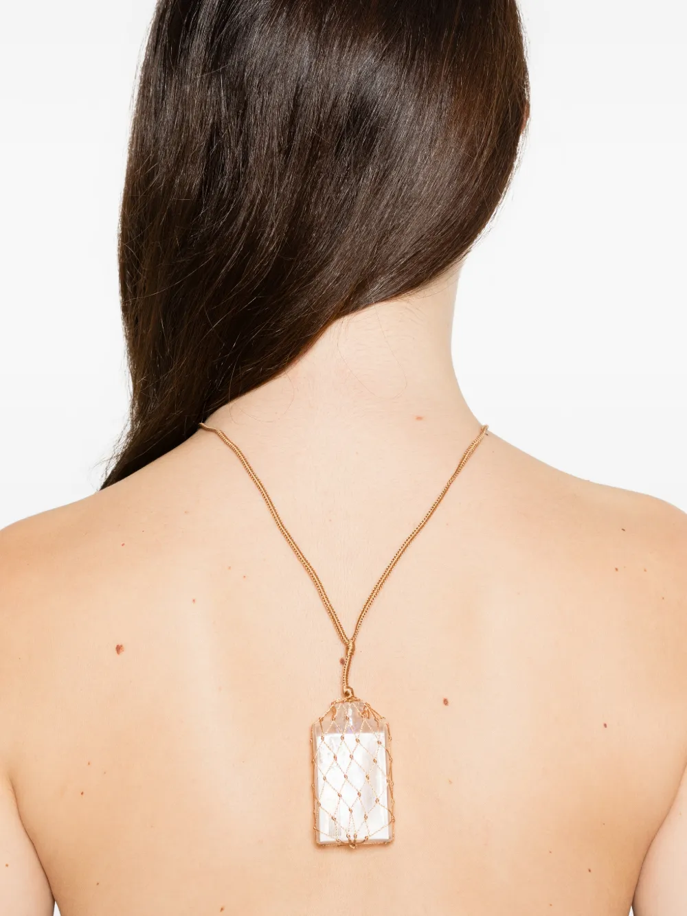 Niccolò Pasqualetti Net halsketting met hanger - Beige