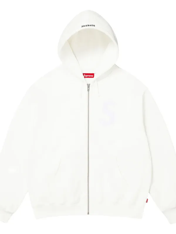 Supreme S Logo zip-up Hoodie | White | FARFETCH
