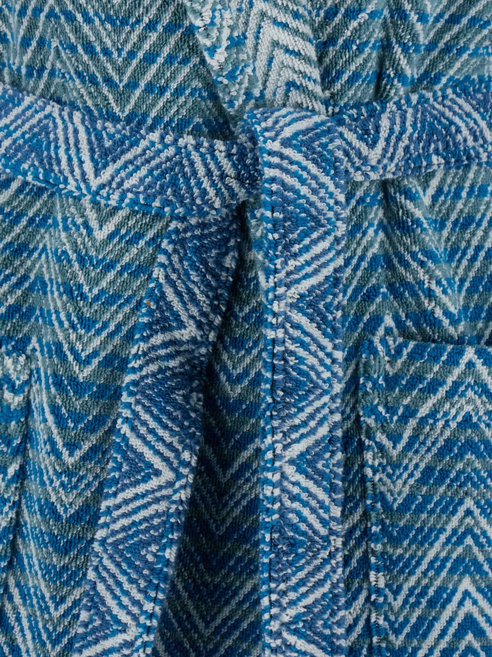 Missoni Hooded Zigzag-motif Dressing Gown In Blue