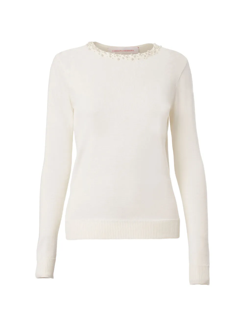 Carolina Herrera pearl-embroidered long-sleeve sweater - Toni neutri