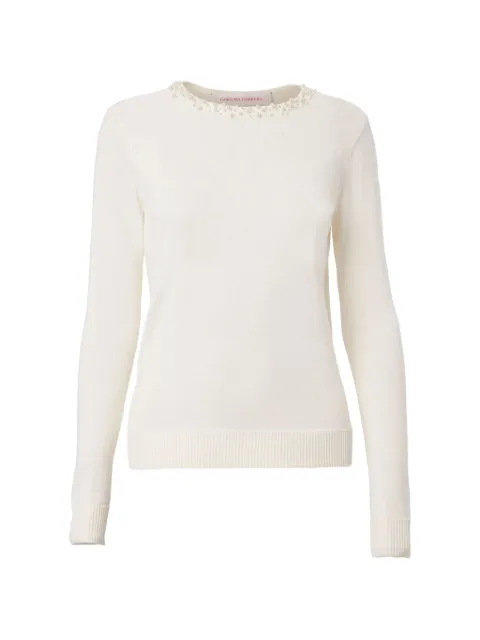 Carolina Herrera pearl-embroidered long-sleeve sweater