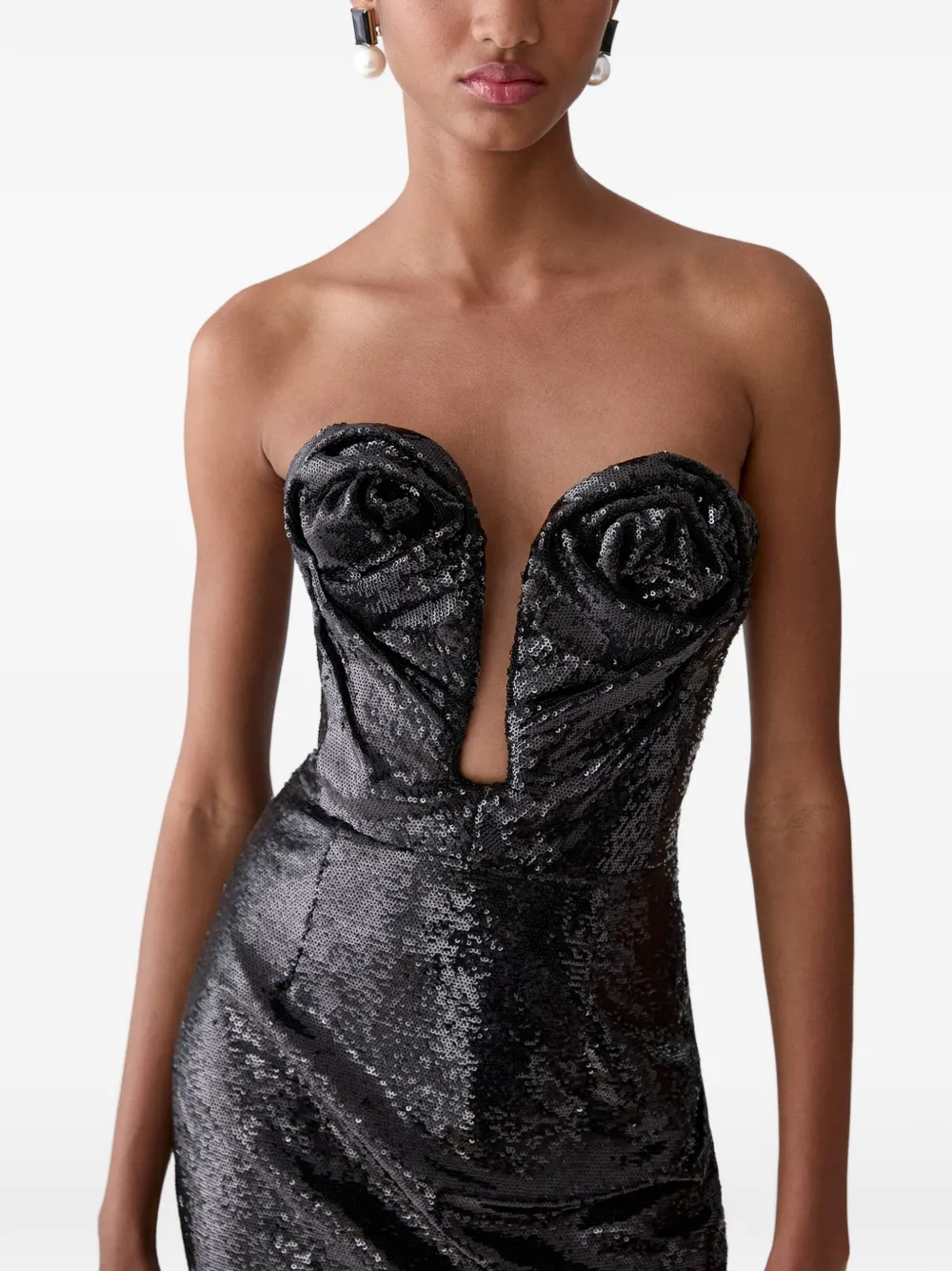 Carolina Herrera Midi-jurk met pailletten en U-hals Zwart
