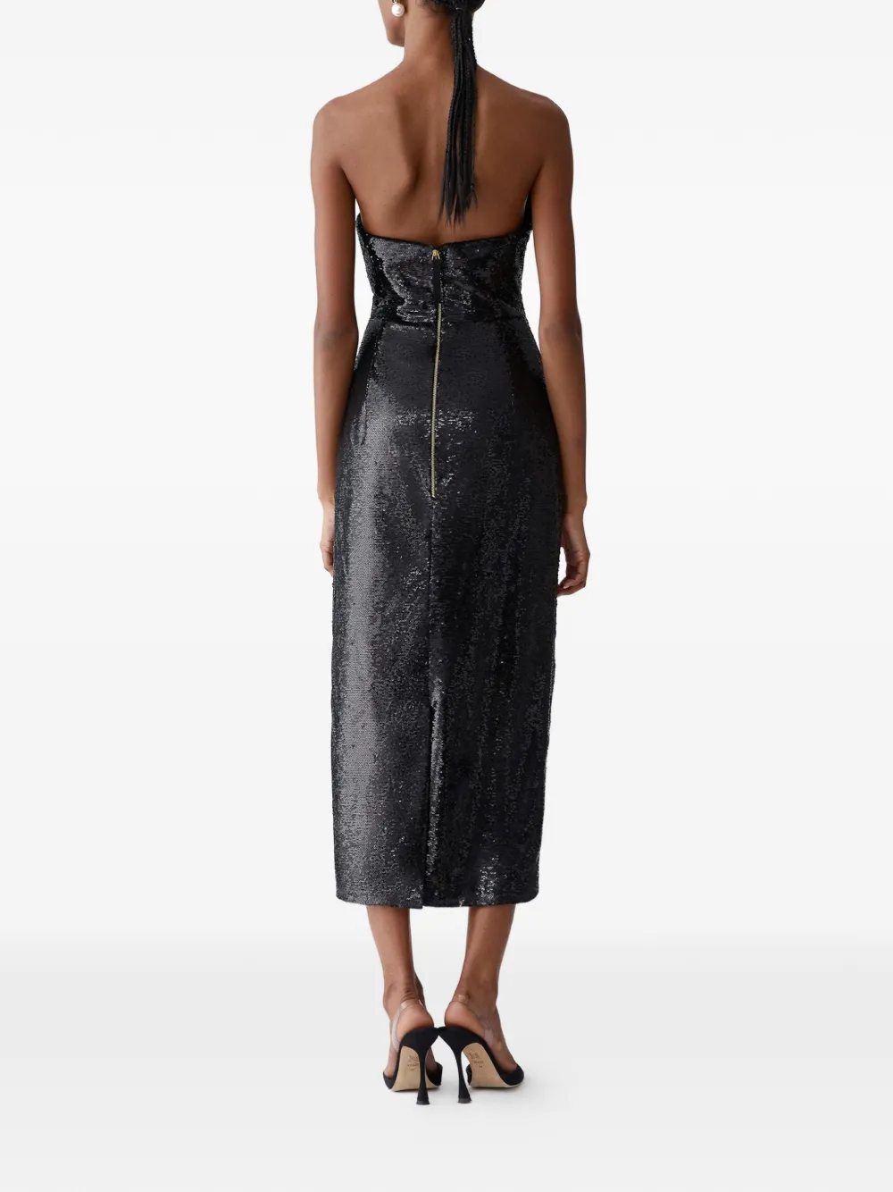 Carolina Herrera Midi-jurk met pailletten en U-hals Zwart