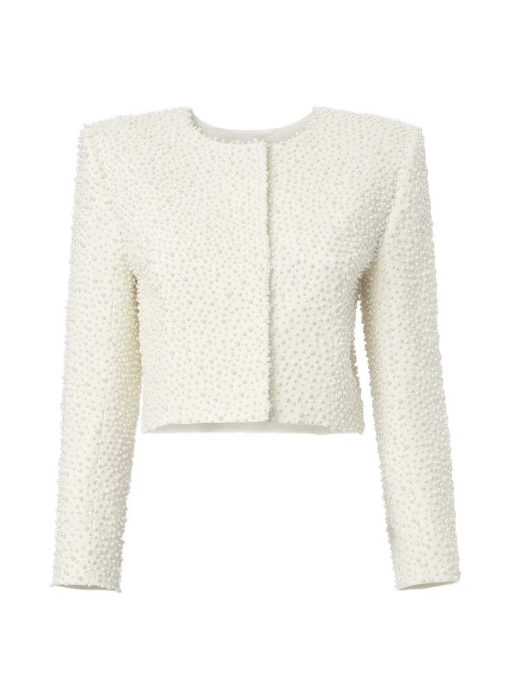 Carolina Herrera Jack met lange mouwen en geborduurde parel Beige